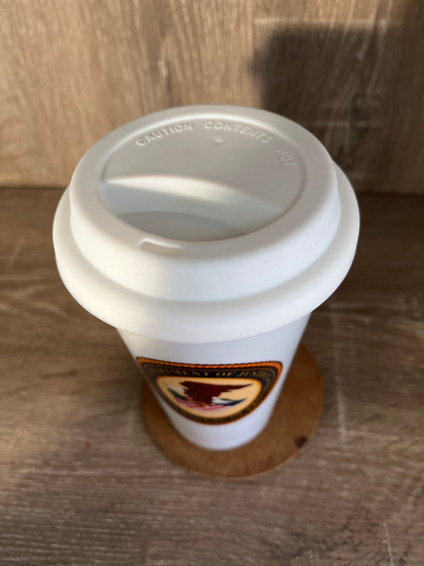 Bureau of Prisons 10 oz. Porcelain Tumbler with White Silicone Lid