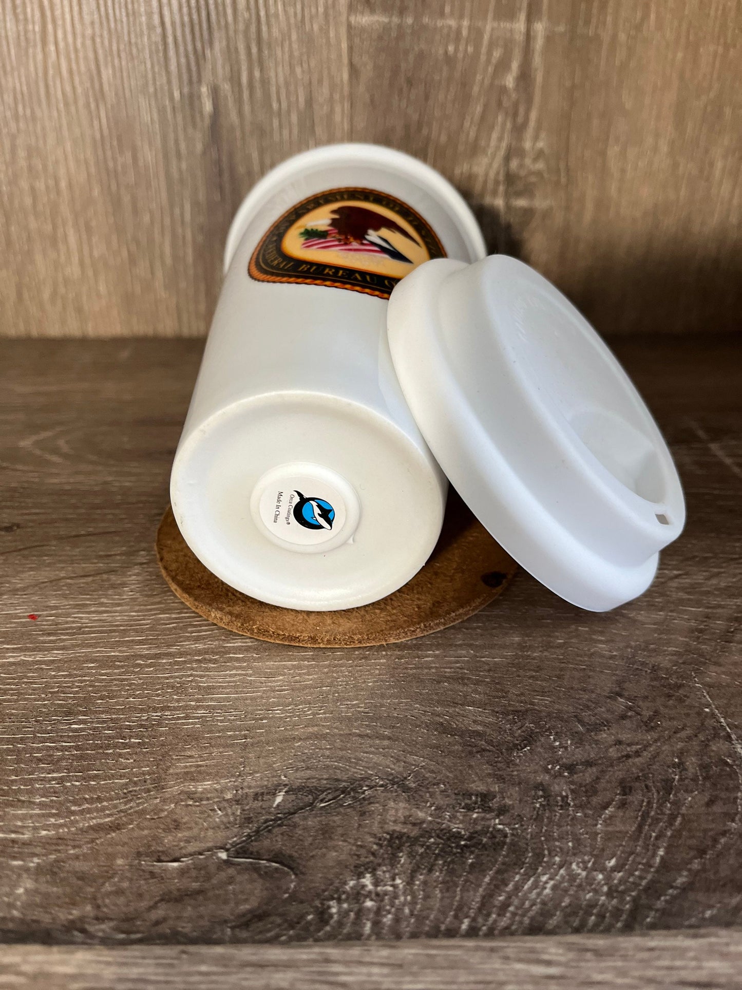 Bureau of Prisons 10 oz. Porcelain Tumbler with White Silicone Lid