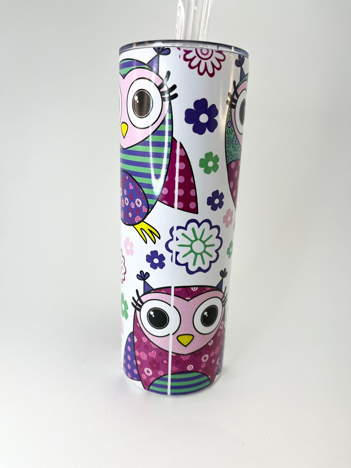 Owl Skinny Tumbler with Straw