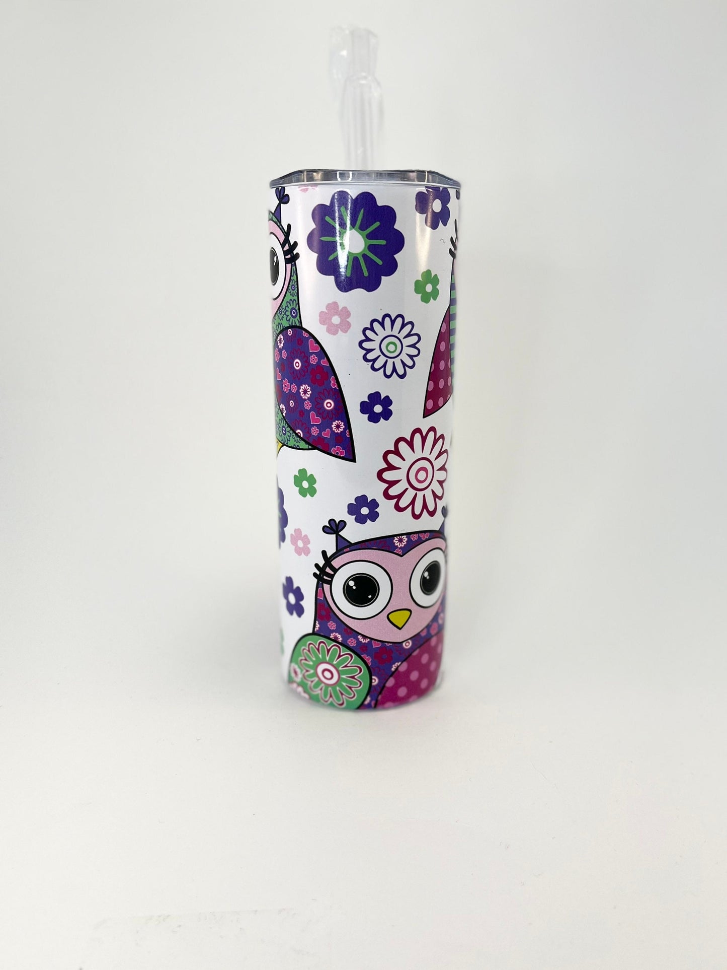 Owl Skinny Tumbler with Straw