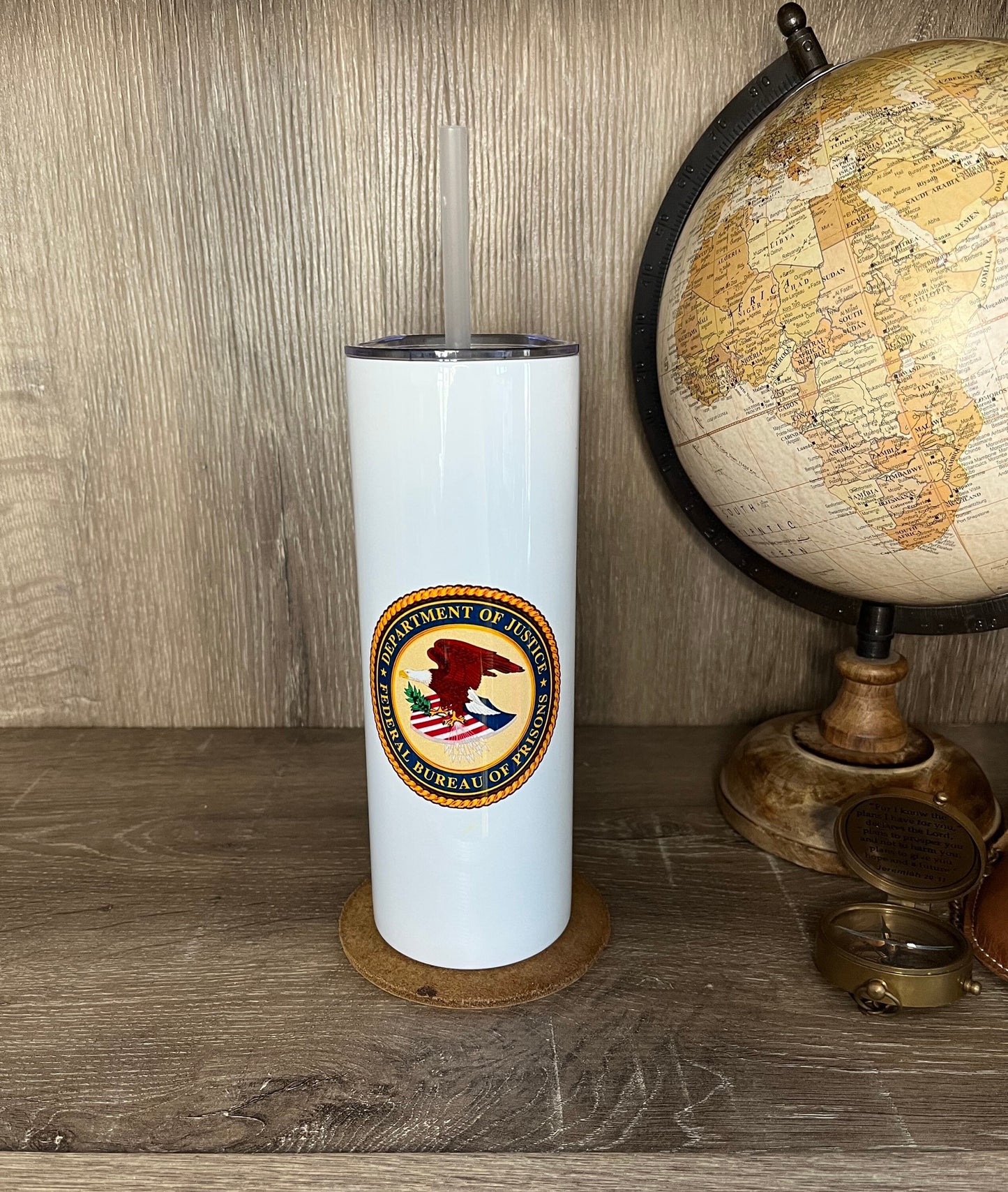 Federal Bureau of Prisons Skinny Tumbler with Straw