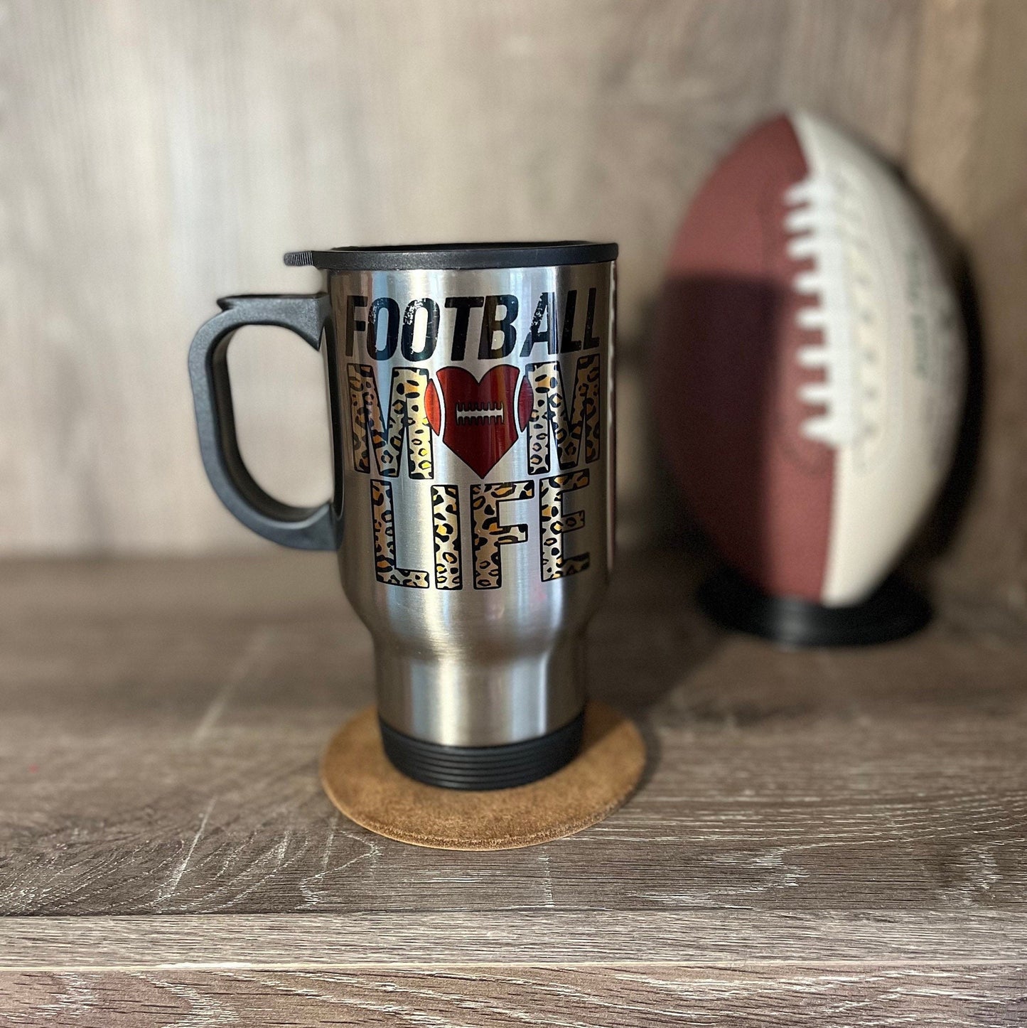 Football Mom Life 14oz Stainless Steel Travel Mug