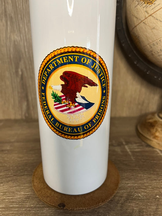 Federal Bureau of Prisons Skinny Tumbler with Straw